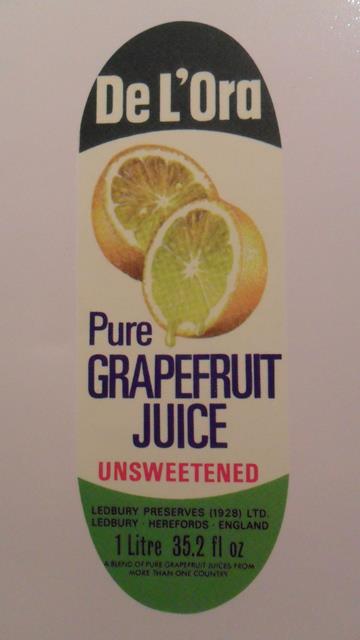 [De' lora Pure Grapefruit Juice Label]